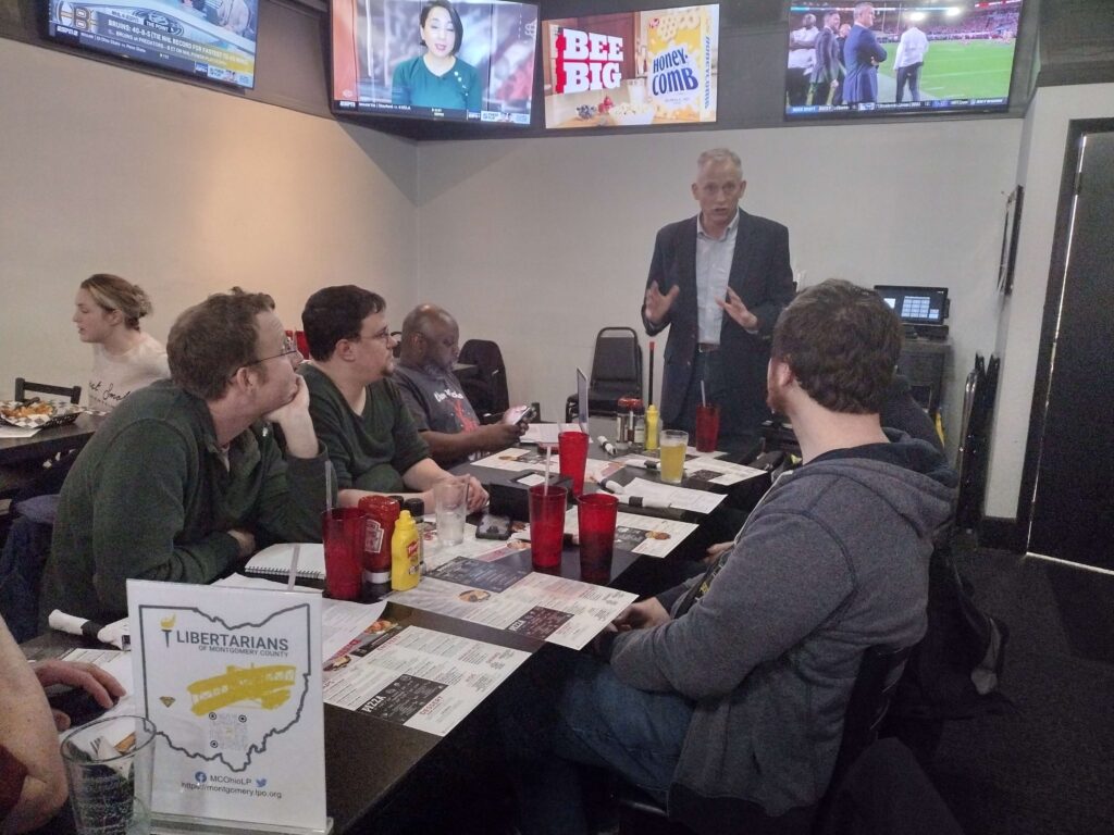 Mike ter Maat addresses the Libertarian Party of Montgomery County
